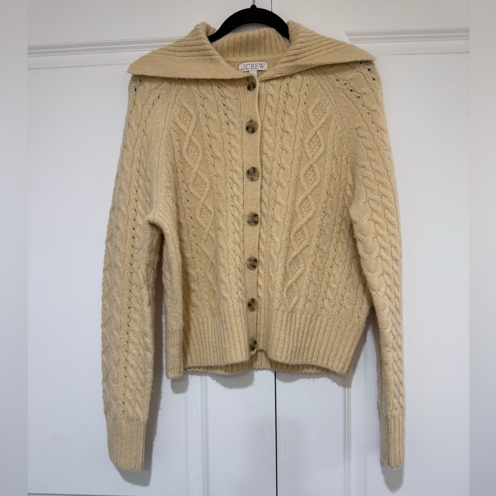 J. Crew Women's Collared Cable Knit Cardigan CC004 - Picture 3 of 7